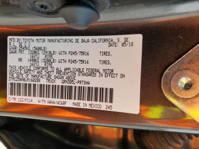 3TMCZ5AN0JM160288 - 2018 TOYOTA TACOMA DOUBLE CAB Grau Foto 12