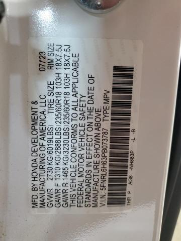 5FNRL6H63PB073787 - 2023 HONDA ODYSSEY EXL WHITE photo 13