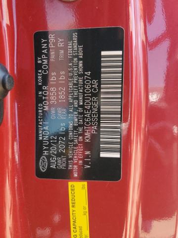 KMHTC6AE4DU106074 - 2013 HYUNDAI VELOSTER TURBO Qırmızı foto 12