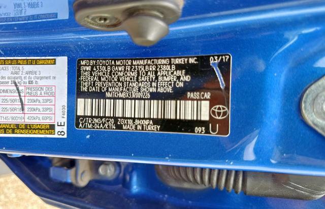 NMTKHMBX3JR009226 - 2018 TOYOTA C-HR XLE Mavi foto 10