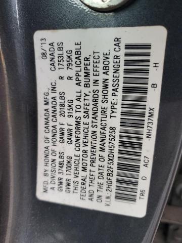 2HGFB2F5XDH575258 - 2013 HONDA CIVIC LX Gris photo 13