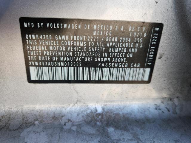 3VW4T7AU3HM019389 - 2017 VOLKSWAGEN GTI S SILVER photo 12
