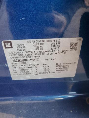 1GC2KUEG0HZ151797 - 2017 CHEVROLET SILVERADO K2500 HEAVY DUTY BLUE photo 12