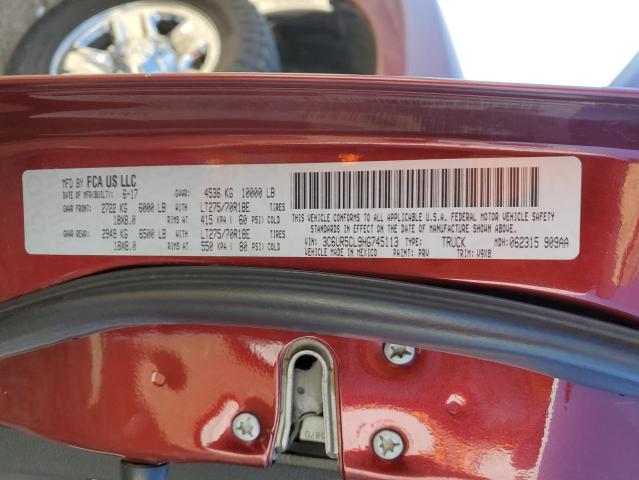 3C6UR5CL9HG745113 - 2017 RAM 2500 ST BURGUNDY photo 12