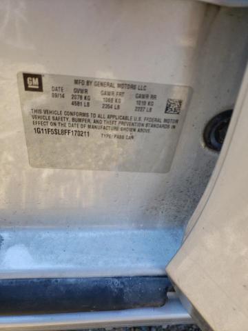 1G11F5SL8FF170211 - 2015 CHEVROLET MALIBU LTZ 银色 照片 12