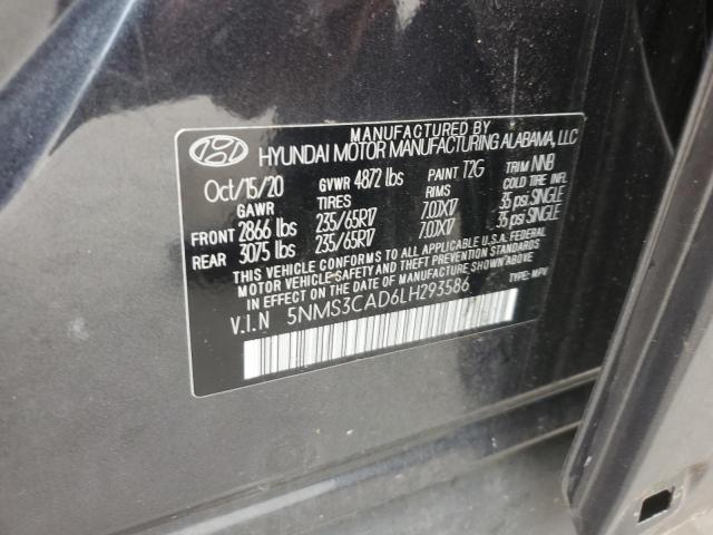 5NMS3CAD6LH293586 - 2020 HYUNDAI SANTA FE SEL BLACK photo 13