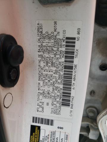 3TMJU62N27M048370 - 2007 TOYOTA TACOMA DOUBLE CAB PRERUNNER WHITE photo 12