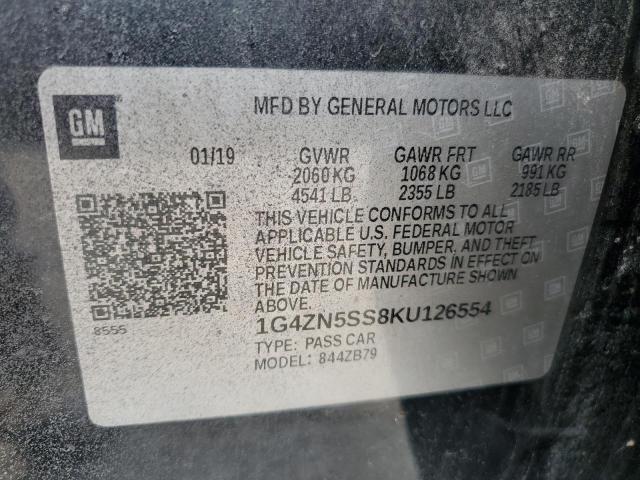 1G4ZN5SS8KU126554 - 2019 BUICK LACROSSE PREFERRED BLACK photo 12