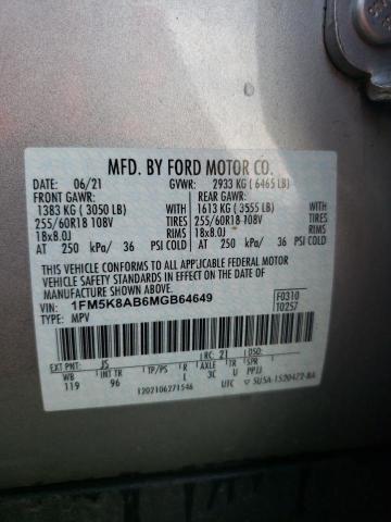 1FM5K8AB6MGB64649 - 2021 FORD EXPLORER POLICE INTERCEPTOR Grau Foto 14