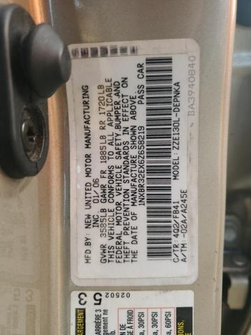 1NXBR32EX6Z658219 - 2006 TOYOTA COROLLA CE GOLD photo 12