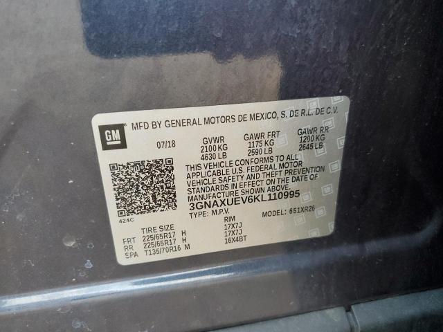 3GNAXUEV6KL110995 - 2019 CHEVROLET EQUINOX LT 灰色 照片 13