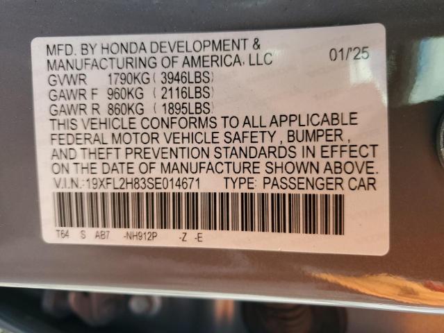 19XFL2H83SE014671 - 2025 HONDA CIVIC SPORT GRAY photo 13