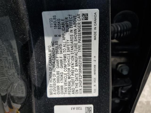 2HGFE2F58RH523139 - 2024 HONDA CIVIC SPORT CHARCOAL photo 12