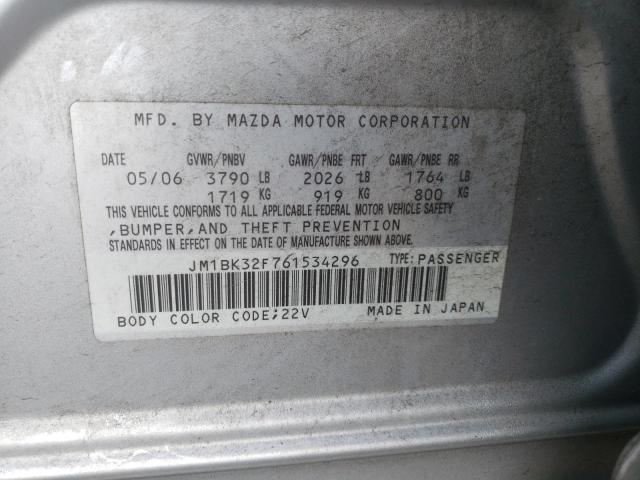 JM1BK32F761534296 - 2006 MAZDA MAZDA 3 I SILVER photo 12