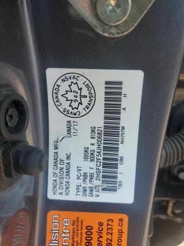 2HGFC2F54JH006821 - 2018 HONDA CIVIC LX GRAY photo 13