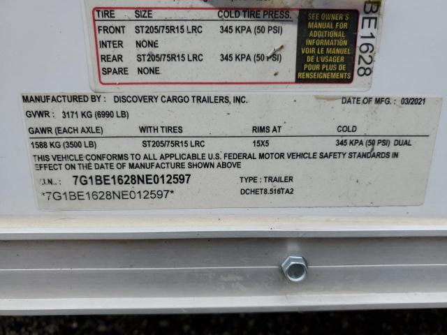 7G1BE1628NE012597 - 2022 DISC TRAILER WHITE photo 10