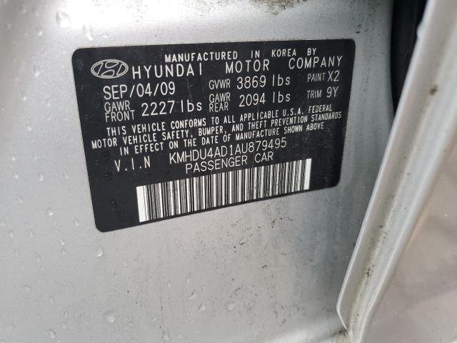 KMHDU4AD1AU879495 - 2010 HYUNDAI ELANTRA BLUE SILVER photo 13