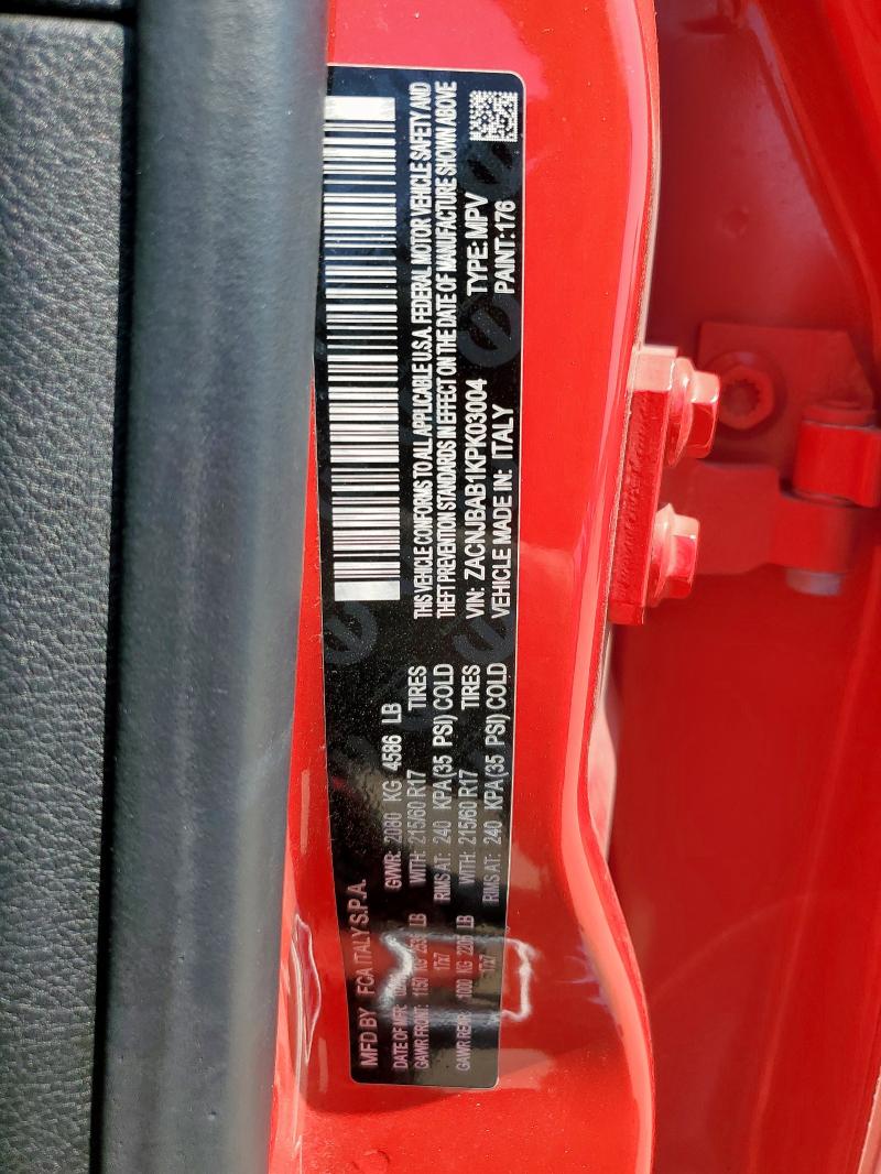 ZACNJBAB1KPK03004 - 2019 JEEP RENEGADE SPORT ORANGE photo 12