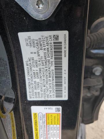 2HGFE2F51NH602419 - 2022 HONDA CIVIC SPORT 黑色 照片 12