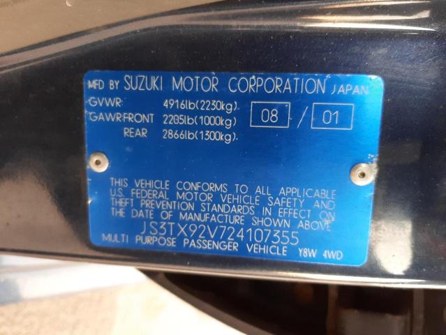 JS3TX92V724107355 - 2002 SUZUKI XL7 PLUS BLUE photo 13