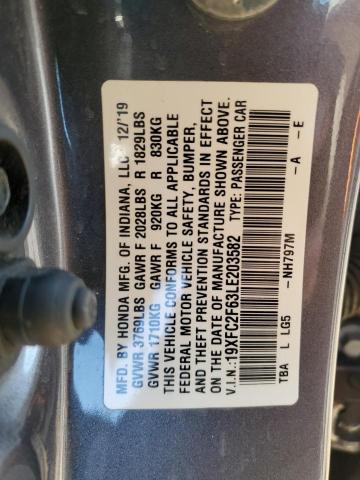 19XFC2F63LE203582 - 2020 HONDA CIVIC LX Grau Foto 12