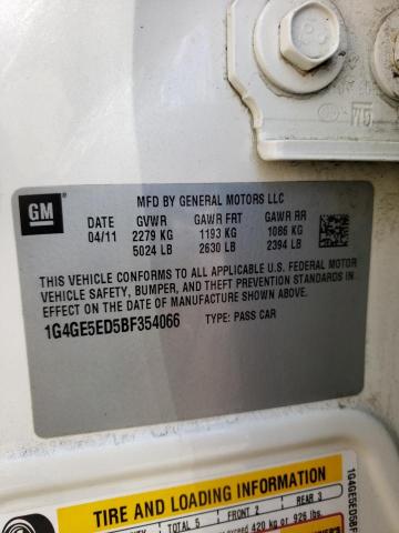 1G4GE5ED5BF354066 - 2011 BUICK LACROSSE CXS WHITE photo 12