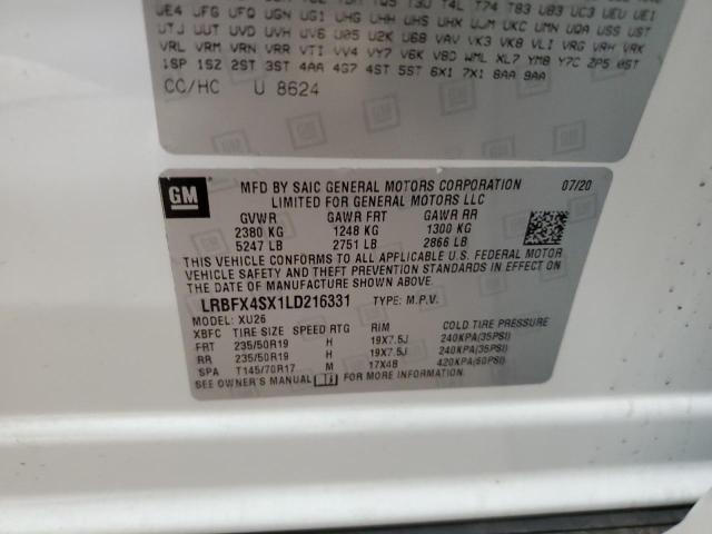 LRBFX4SX1LD216331 - 2020 BUICK ENVISION PREMIUM II WHITE photo 13