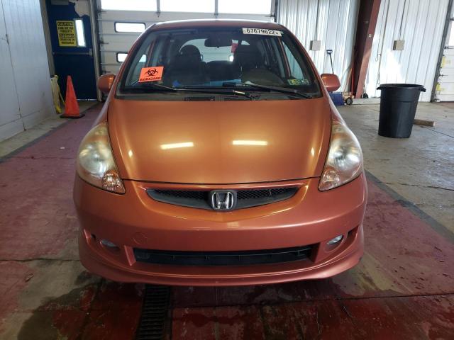 JHMGD37658S051068 - 2008 HONDA FIT SPORT ORANGE photo 5