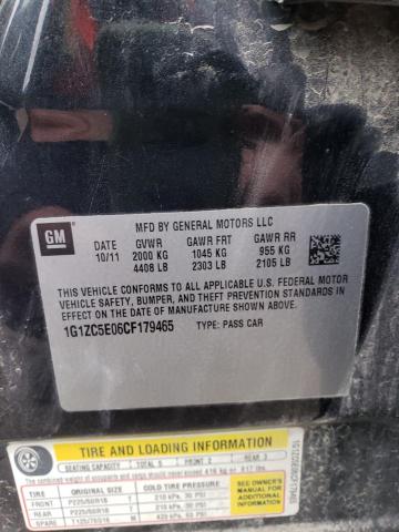 1G1ZC5E06CF179465 - 2012 CHEVROLET MALIBU 1LT 黑色 照片 12