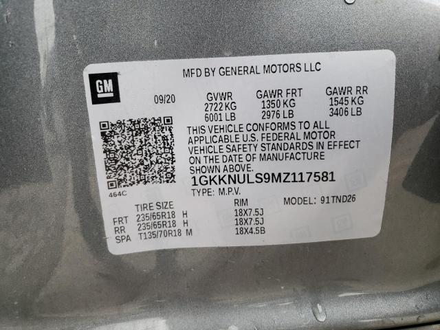 1GKKNULS9MZ117581 - 2021 GMC ACADIA SLT GRAY photo 13