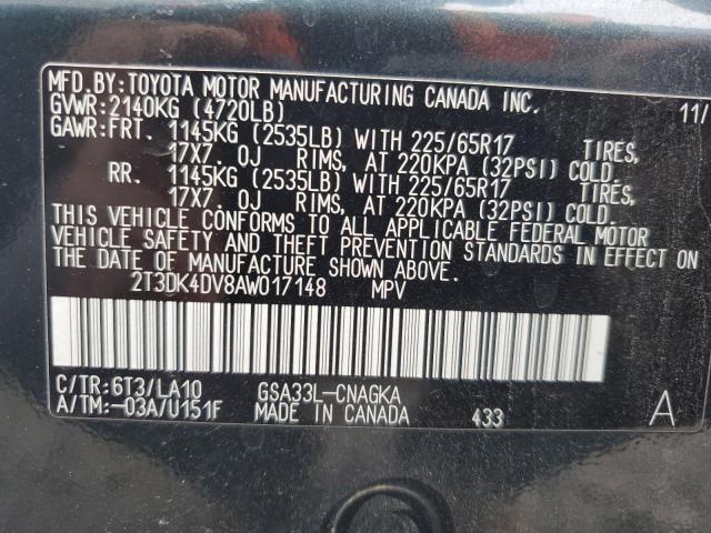 2T3DK4DV8AW017148 - 2010 TOYOTA RAV4 LIMITED BLUE photo 13