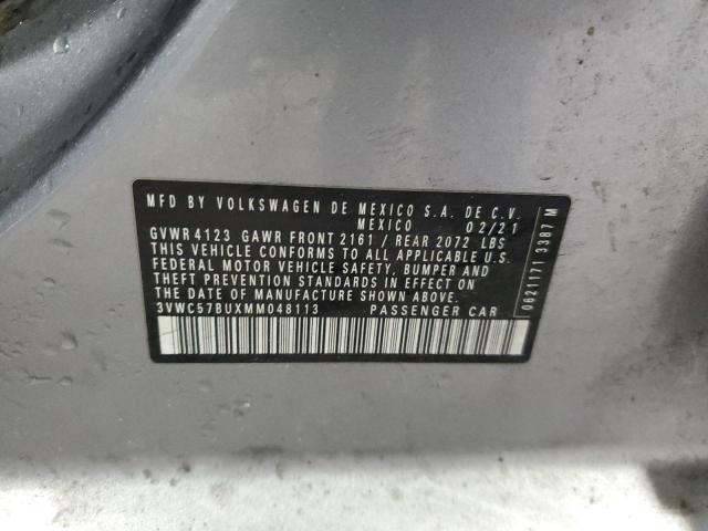 3VWC57BUXMM048113 - 2021 VOLKSWAGEN JETTA S SILVER photo 12