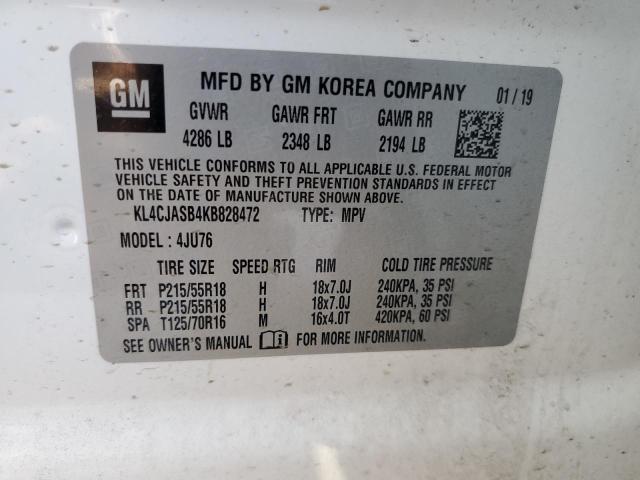 KL4CJASB4KB828472 - 2019 BUICK ENCORE PREFERRED WHITE photo 14