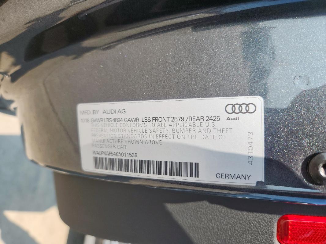 WAUP4AF54KA011539 - 2019 AUDI S5 PREMIUM PLUS Gri fotoğraf 12