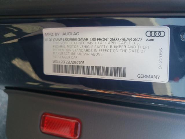 WAUL2BF22LN057705 - 2020 AUDI A6 PREMIUM PLUS BLUE photo 12