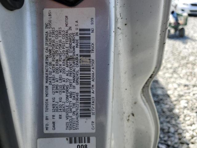 5TEUU42N76Z219648 - 2006 TOYOTA TACOMA ACCESS CAB ვერცხლისფერი ფოტო 12