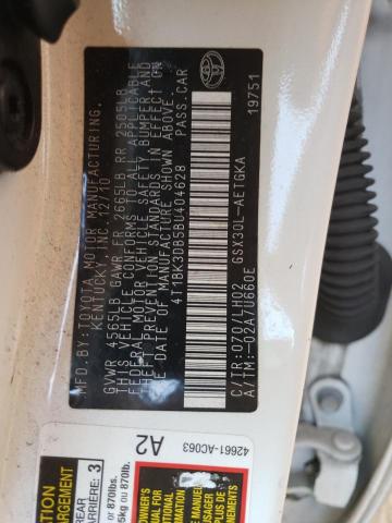 4T1BK3DB5BU404628 - 2011 TOYOTA AVALON BASE WHITE photo 12