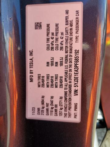 5YJ3E1EA3PF685192 - 2023 TESLA MODEL 3 ნაცრისფერი ფოტო 12