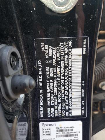 SHHFK7H99KU222183 - 2019 HONDA CIVIC SPORT TOURING BLACK photo 12