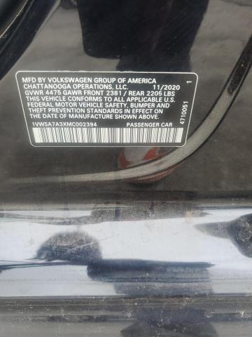 1VWSA7A3XMC002394 - 2021 VOLKSWAGEN PASSAT SE BLACK photo 12