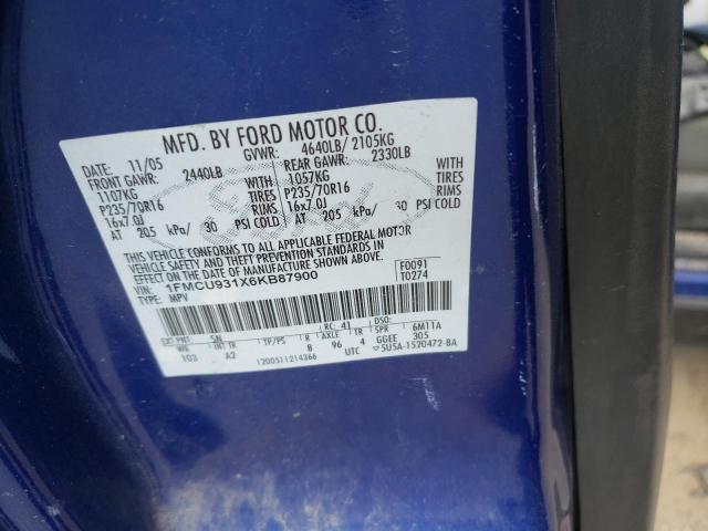 1FMCU931X6KB87900 - 2006 FORD ESCAPE XLT BLUE photo 12