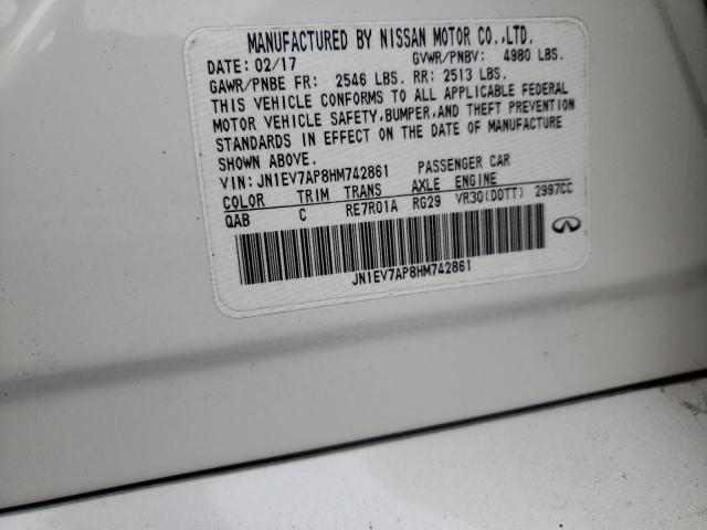 JN1EV7AP8HM742861 - 2017 INFINITI Q50 PREMIUM WHITE photo 12