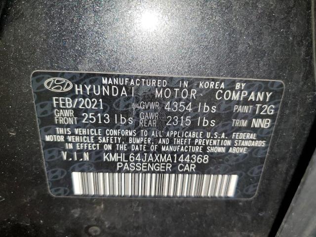 KMHL64JAXMA144368 - 2021 HYUNDAI SONATA SEL GRAY photo 12