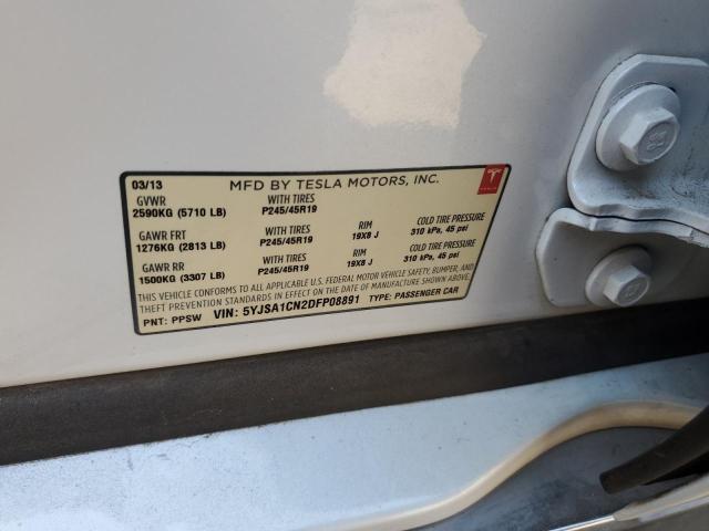 5YJSA1CN2DFP08891 - 2013 TESLA MODEL S 白色 照片 12