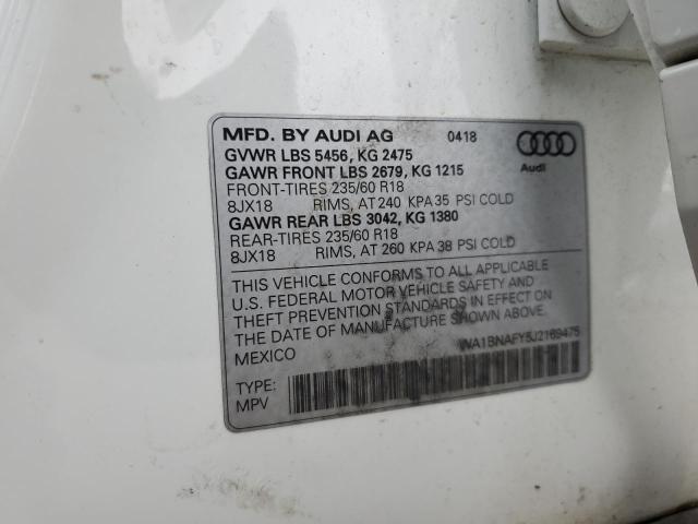 WA1BNAFY5J2169475 - 2018 AUDI Q5 PREMIUM PLUS WHITE photo 14