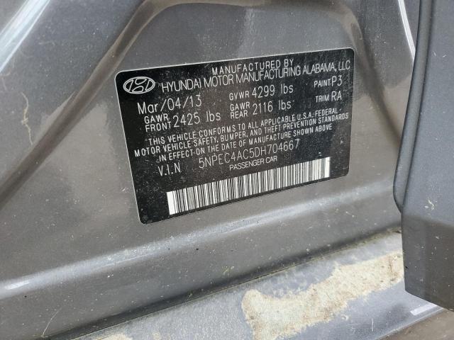 5NPEC4AC5DH704667 - 2013 HYUNDAI SONATA SE GRAY photo 12