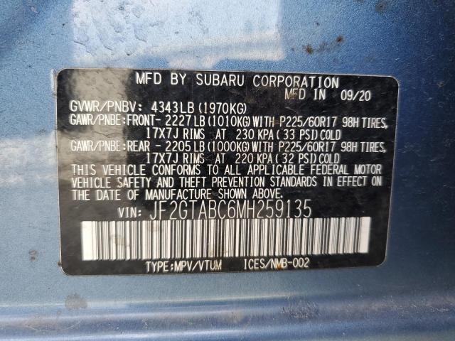 JF2GTABC6MH259135 - 2021 SUBARU CROSSTREK Niebieski zdjęcie 14