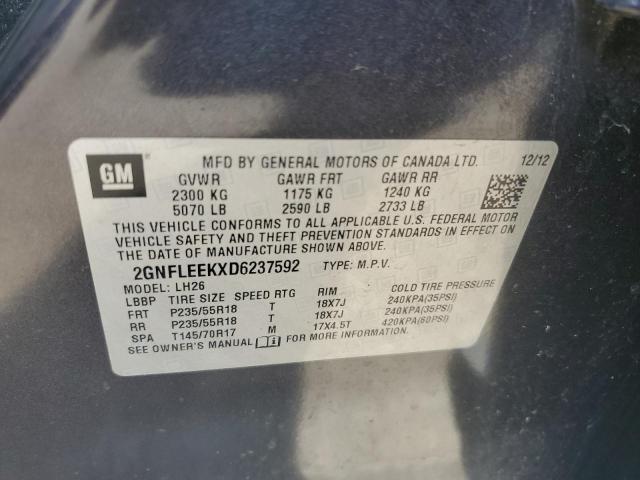 2GNFLEEKXD6237592 - 2013 CHEVROLET EQUINOX LT رمادي صورة 13