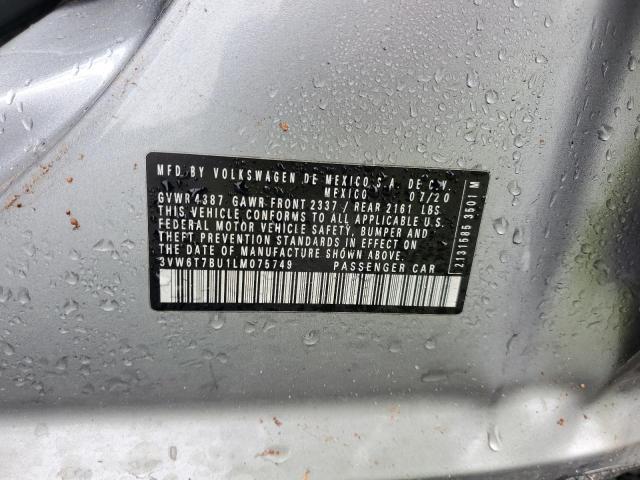 3VW6T7BU1LM075749 - 2020 VOLKSWAGEN JETTA GLI ვერცხლისფერი ფოტო 12
