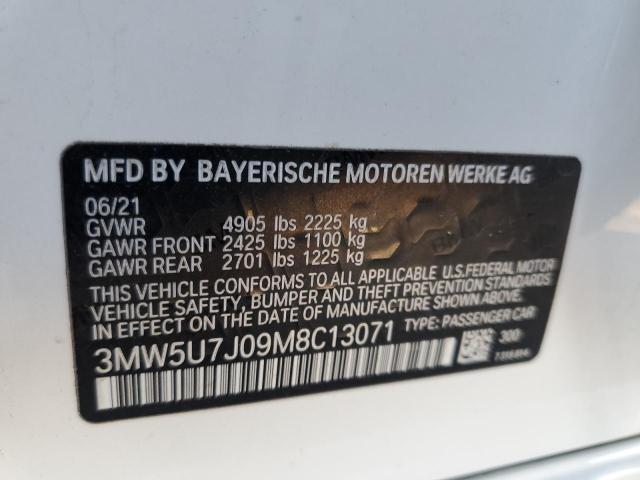 3MW5U7J09M8C13071 - 2021 BMW M340I WHITE photo 12